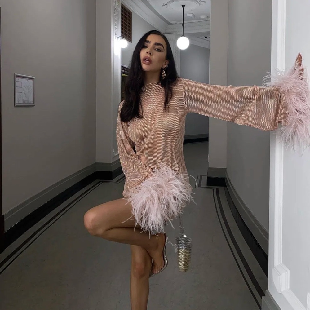 SANTA Brand Blush Feathers Dress